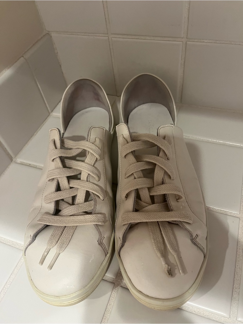 Freda Salvador Women’s Low-Top Lace-Up Sneakers in Cream